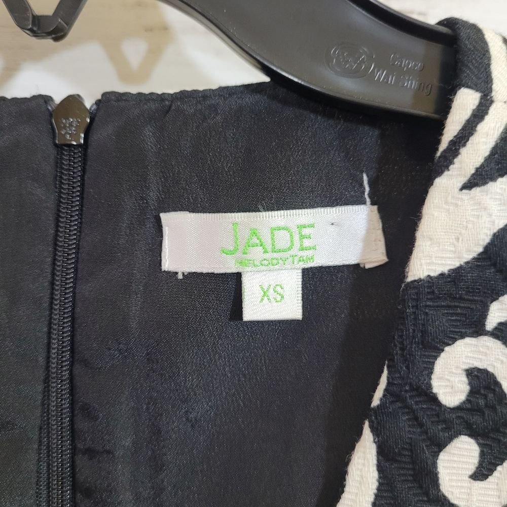 Jade Black & White V Neck Jacquard Dress Work Career Size XS - Picture 8 of 9